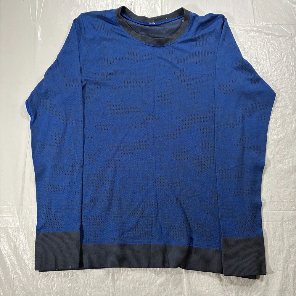 Lululemon Athletica Blue Camouflage Metal Vent Breathe Long Sleeve Shirt Mens M